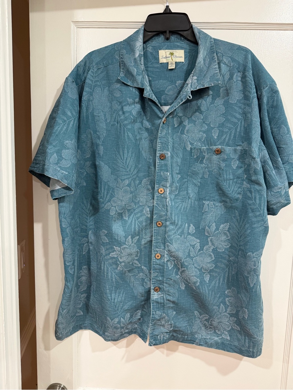 Relaxed Teal Floral Button-Down Camp Shirt